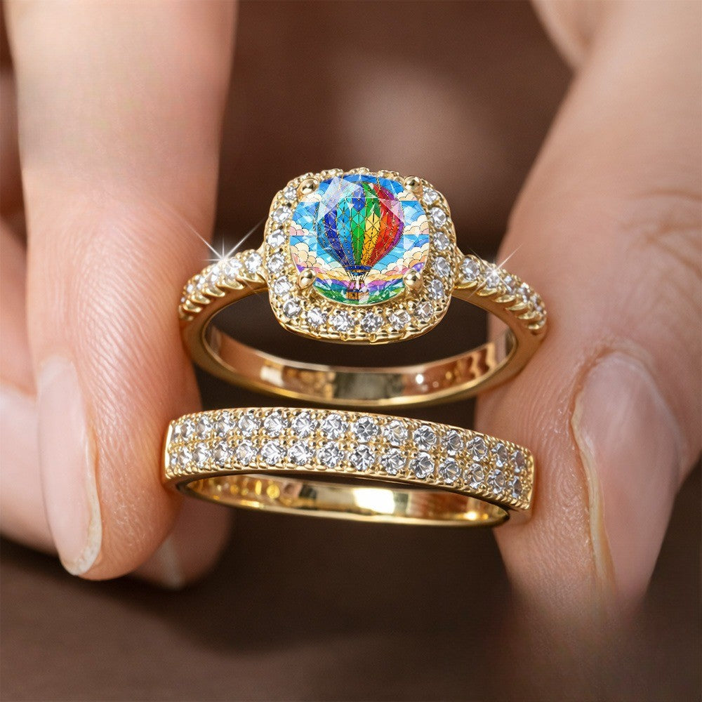 Rainbow Hot Air Balloon Ring Set