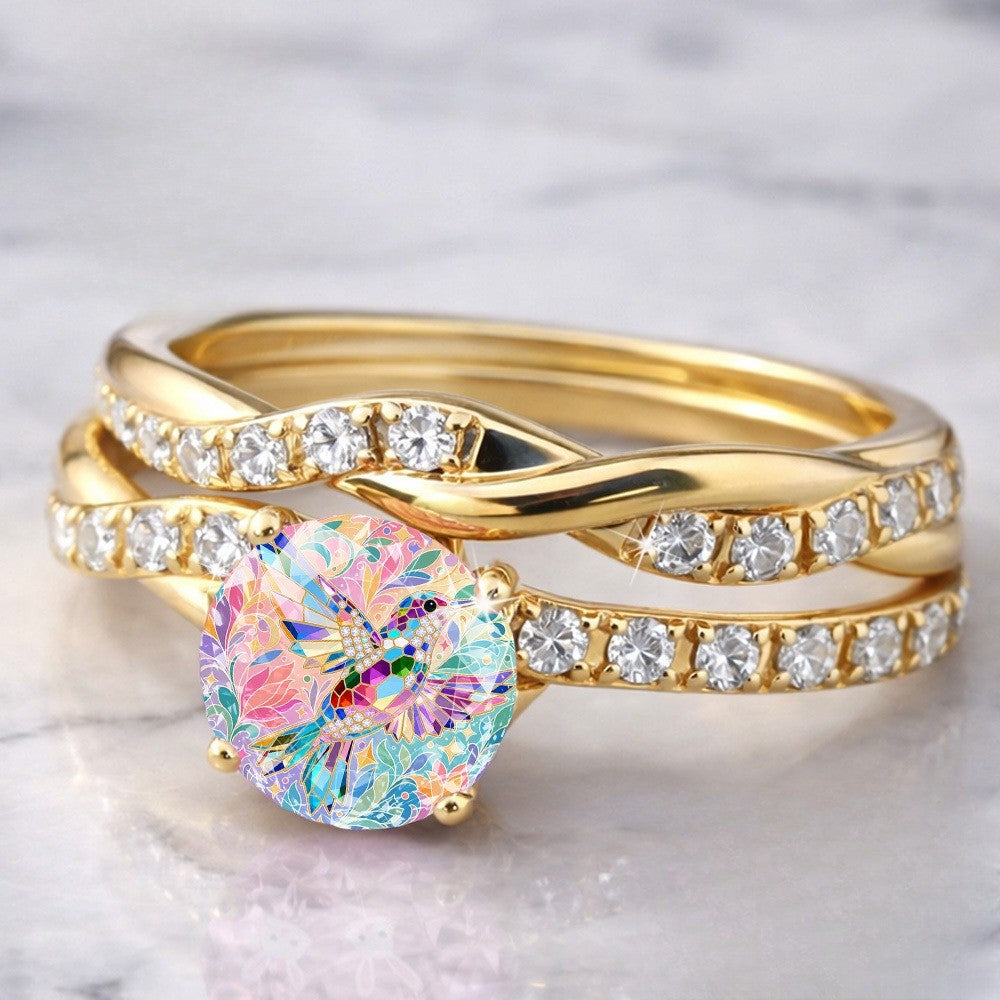 Colorful Hummingbird Twisted Ring