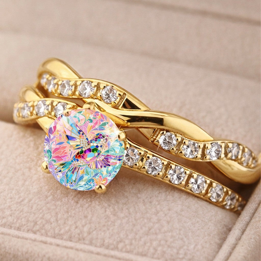 Colorful Hummingbird Twisted Ring
