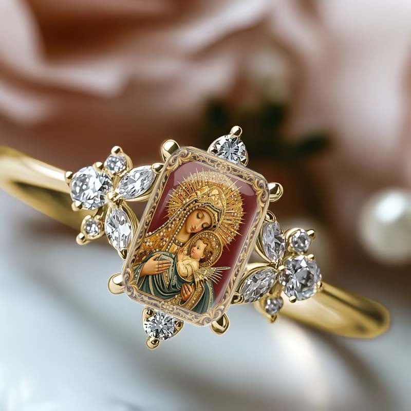 Madonna & Child Crystal Ring