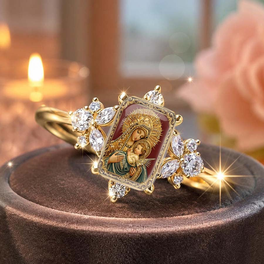 Madonna & Child Crystal Ring