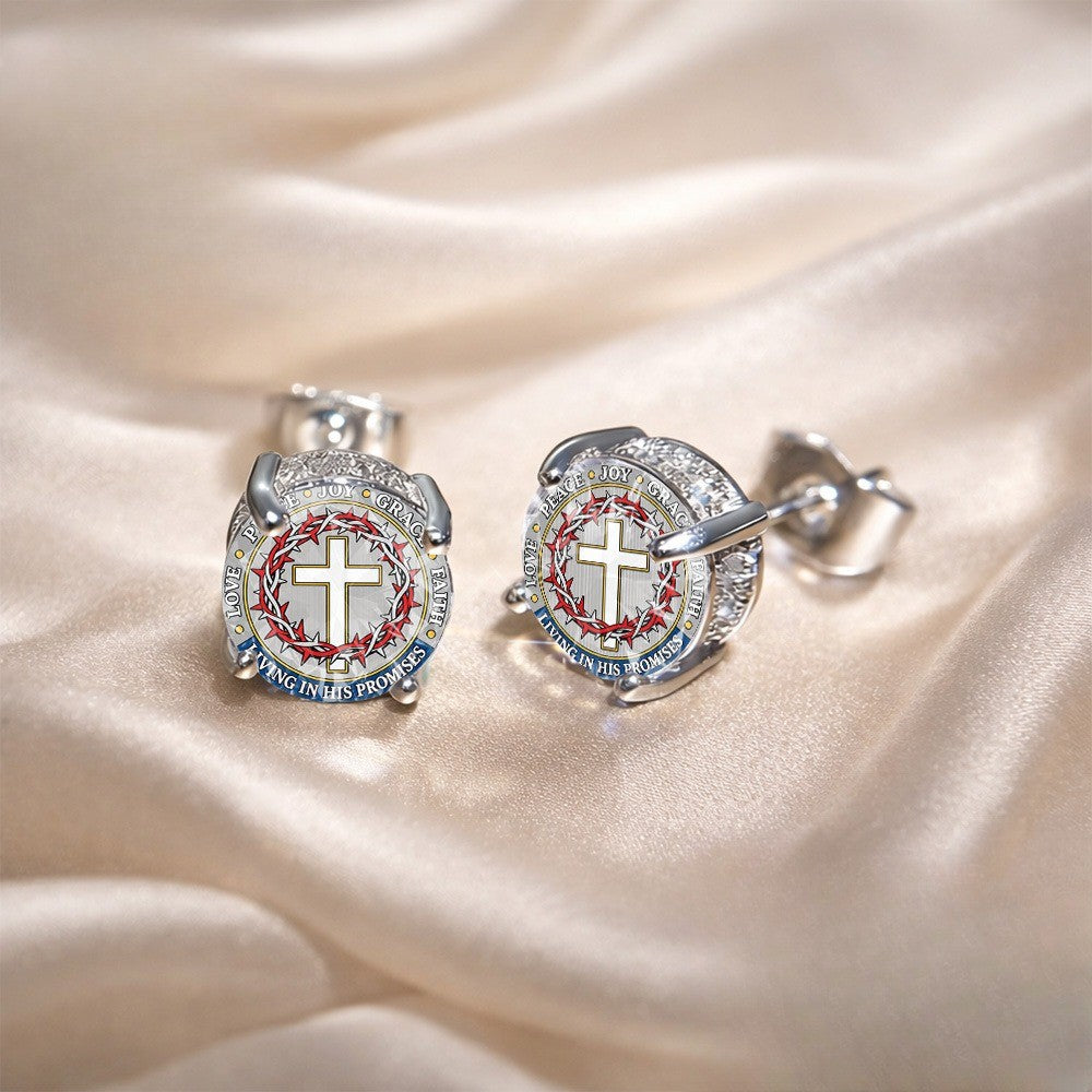 Cross & Thorn Circle Stud Earrings