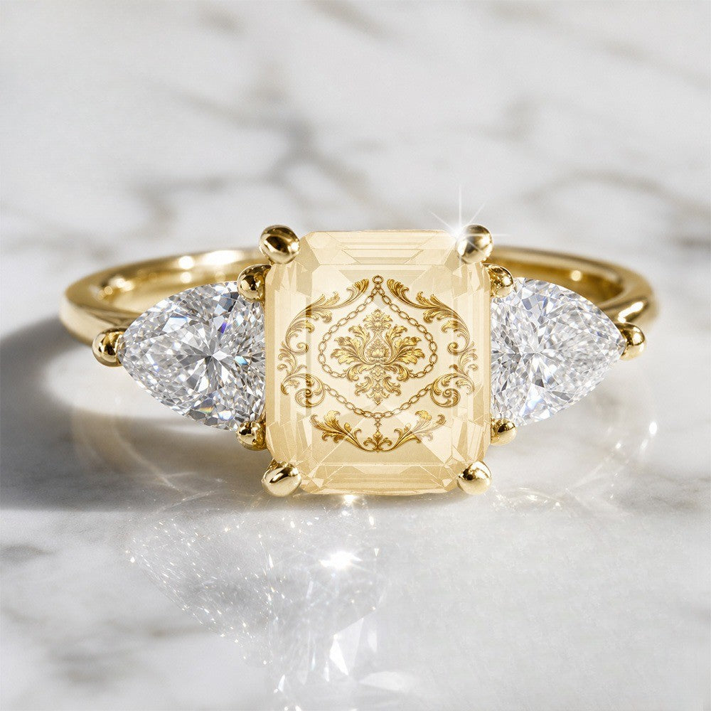Ornate Rectangular Stone Ring