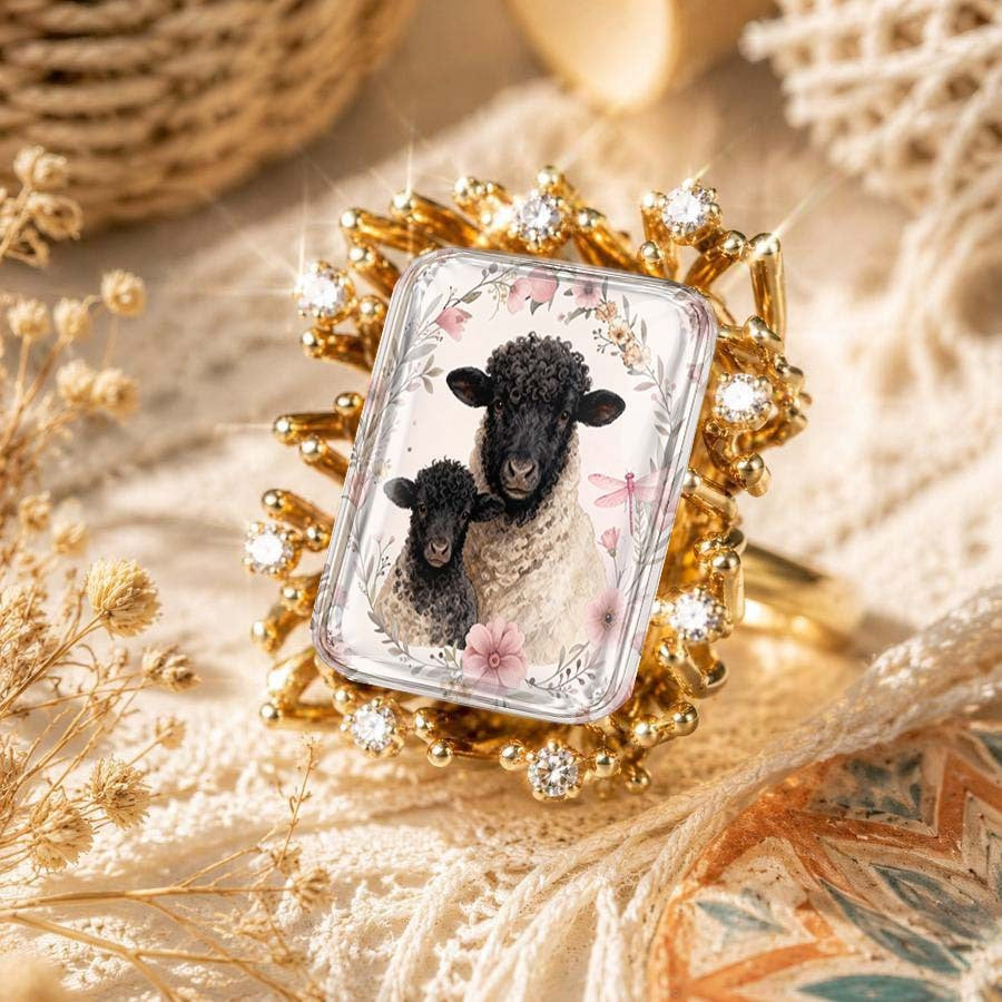 Sheep & Lamb Floral Ring