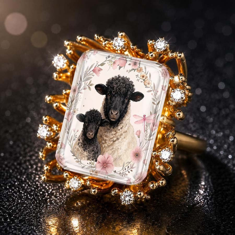 Sheep & Lamb Floral Ring