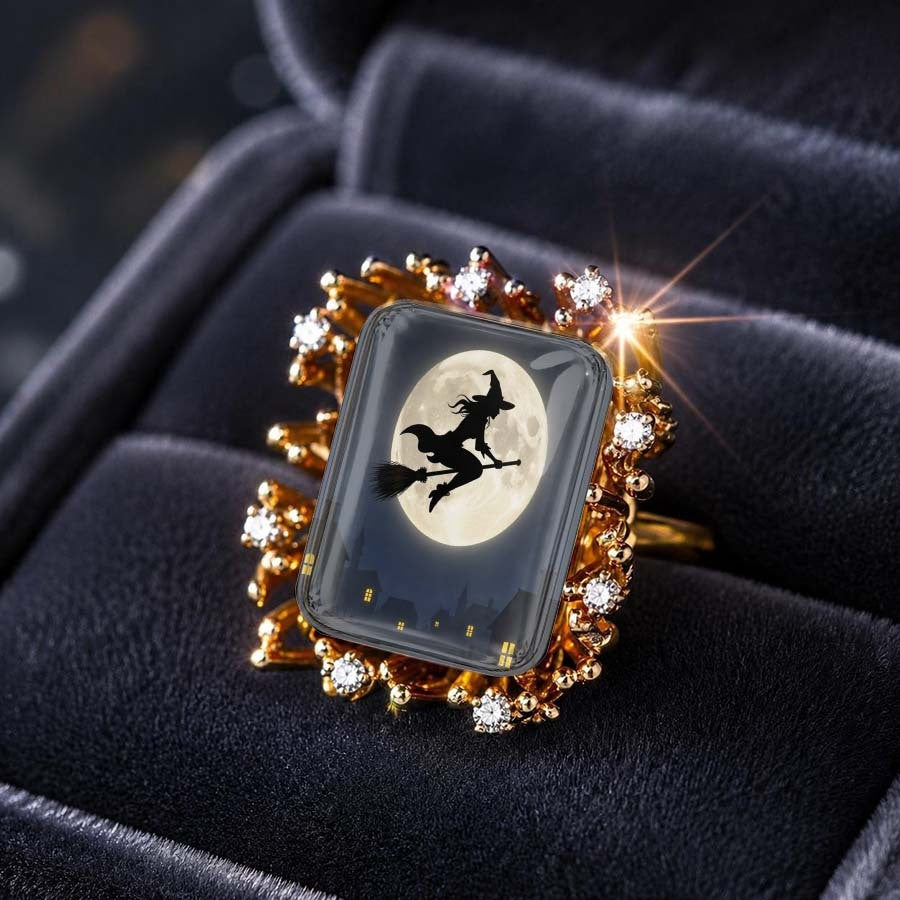 Witch & Moon Rectangular Ring