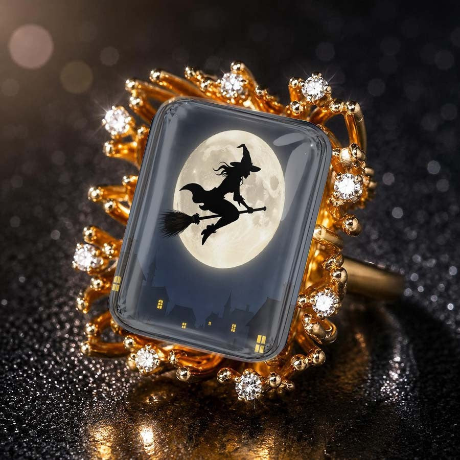 Witch & Moon Rectangular Ring