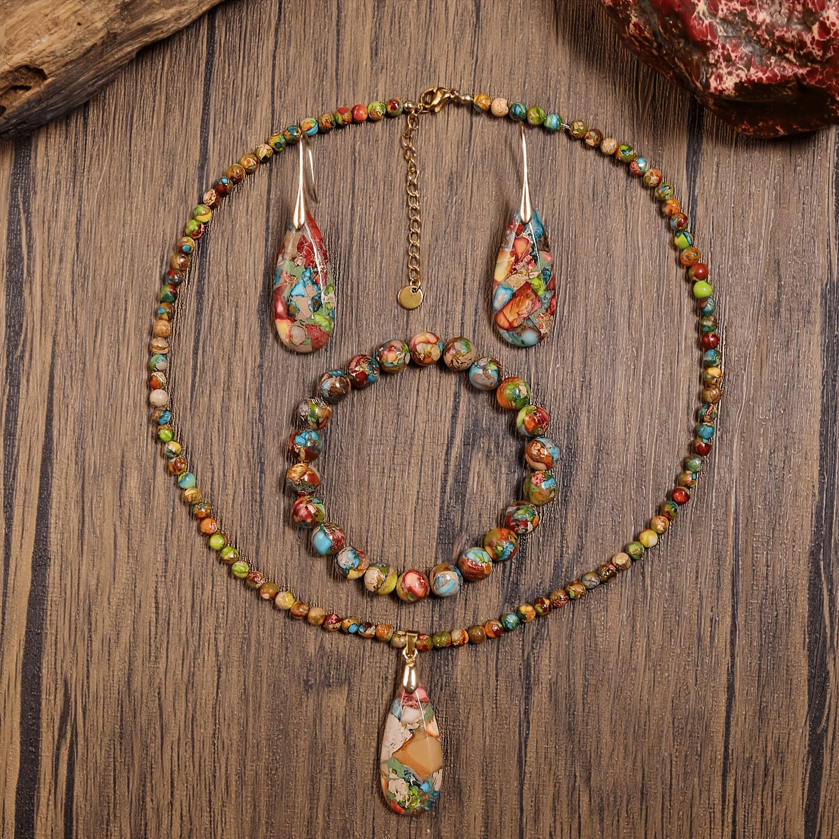 Colorful Mosaic Teardrop Jewelry Set