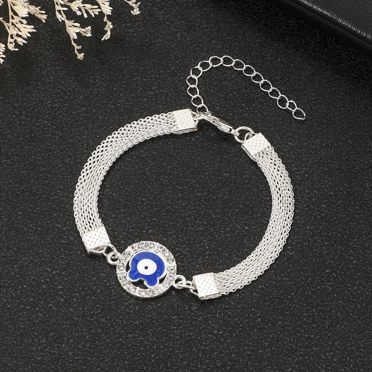Blue Evil Eye Mesh Bracelet Set