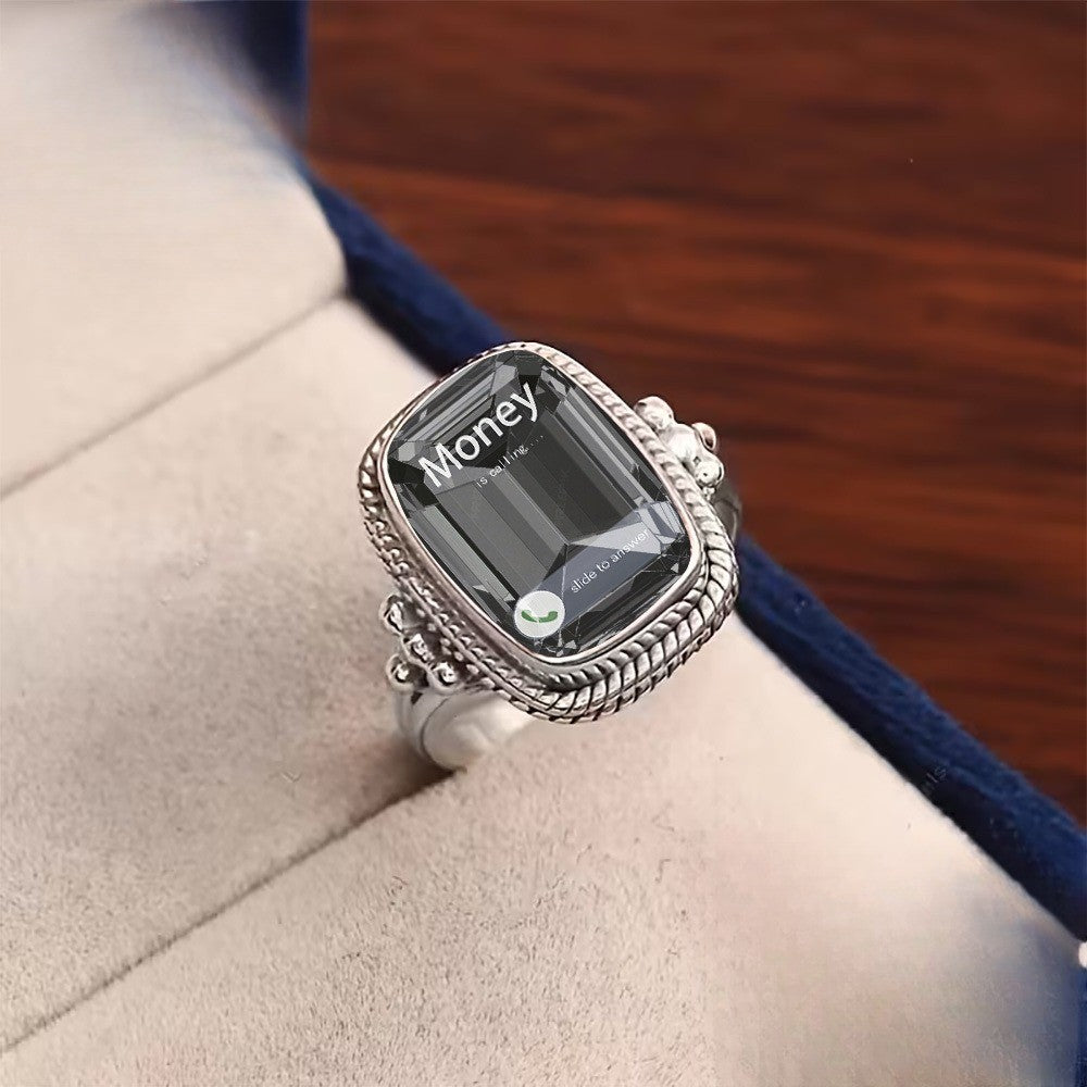 Square Crystal Phone Ring