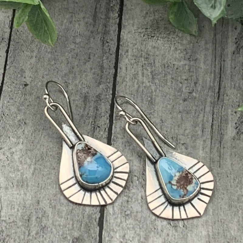 Turquoise Sun Ray Drop Earrings