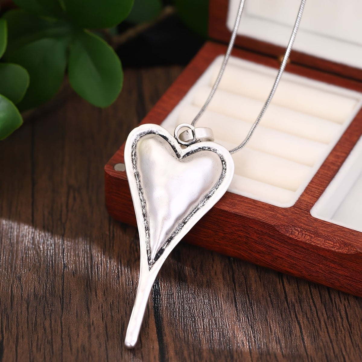 Elongated Pointed Heart Necklace