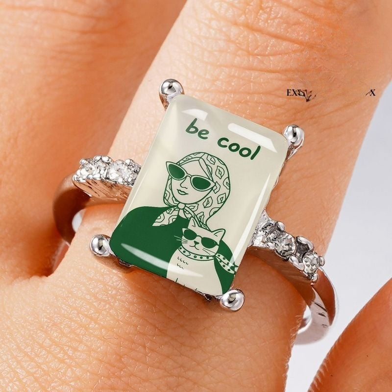 Be Cool Cat Rectangular Ring