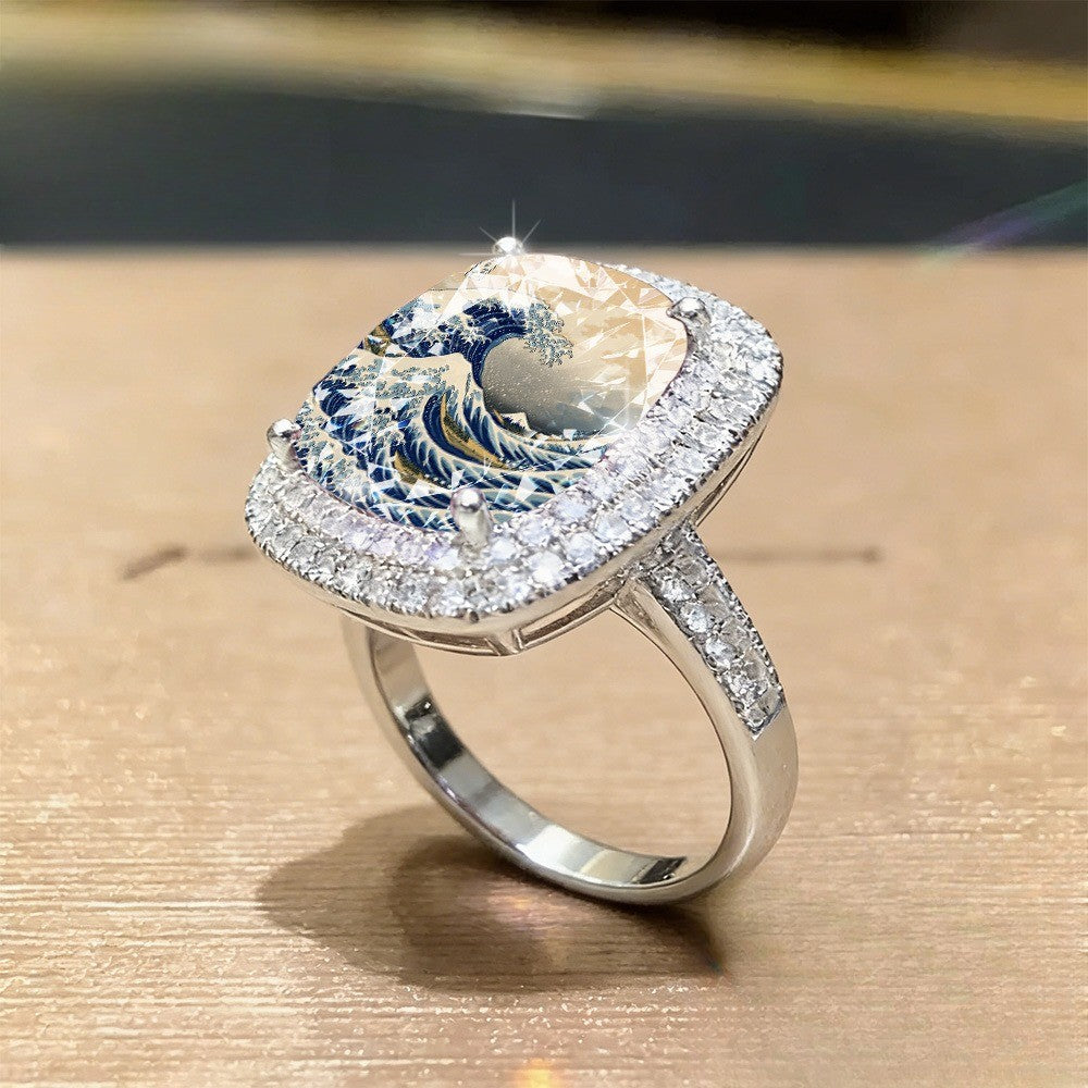 Wave & Mountain Square Ring