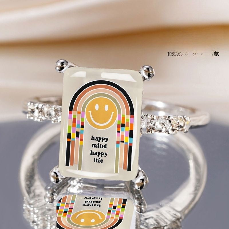 Smiley Face Rectangular Ring