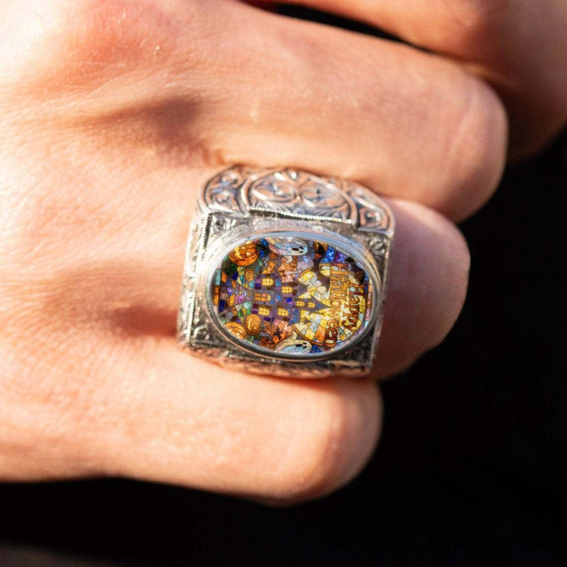 Haunted House Stained Glass Ring