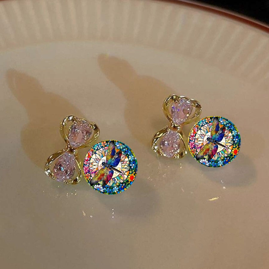 Dragonfly Mosaic Bow Earrings