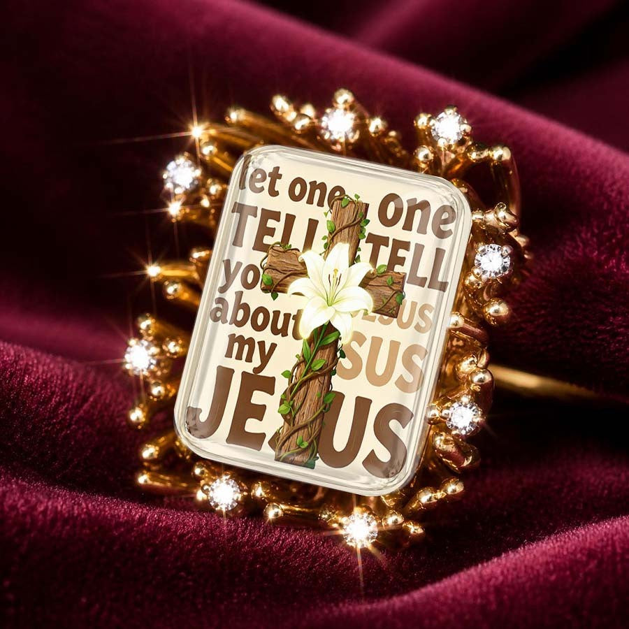 Wooden Cross & Lily Faith Statement Ring