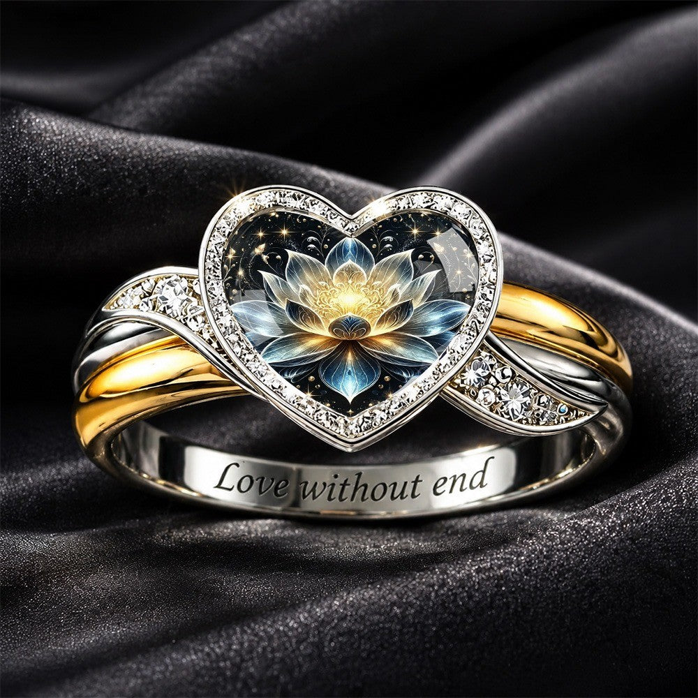 Starry Sky Lotus Heart Ring