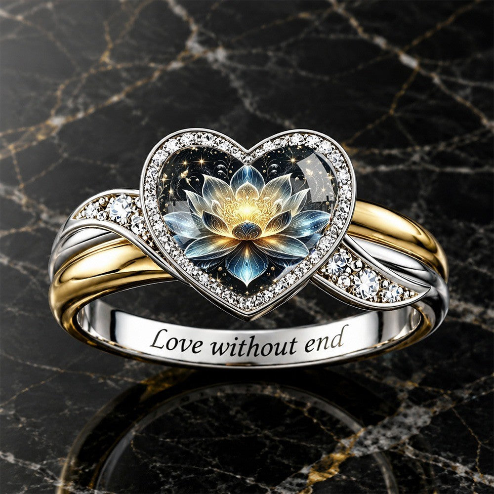 Starry Sky Lotus Heart Ring