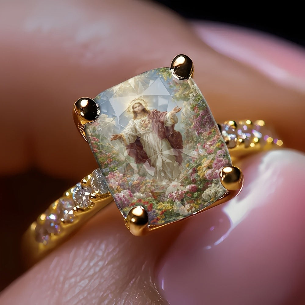 Square Religious Art Ring