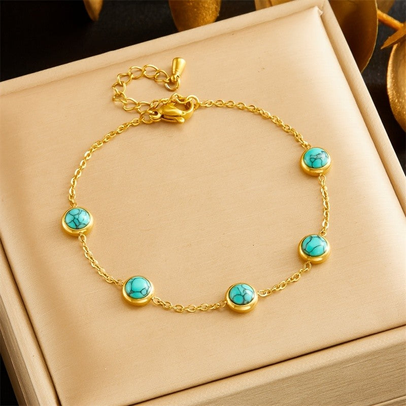 Round Turquoise Bead Jewelry Set