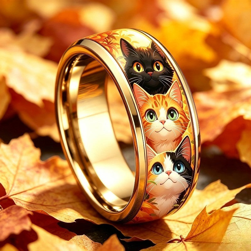 Autumn Cat Trio Ring