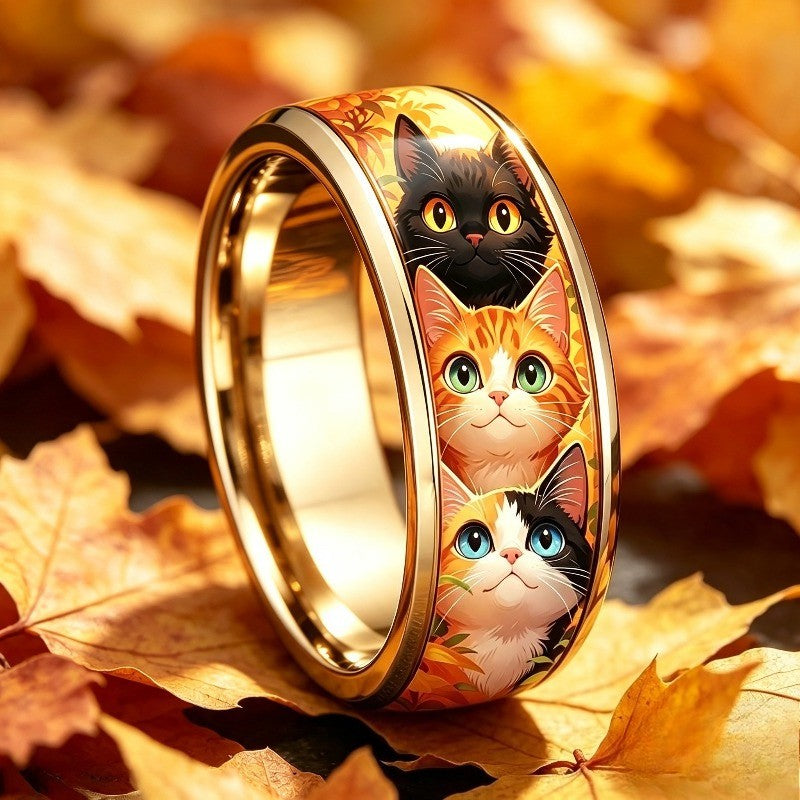 Autumn Cat Trio Ring