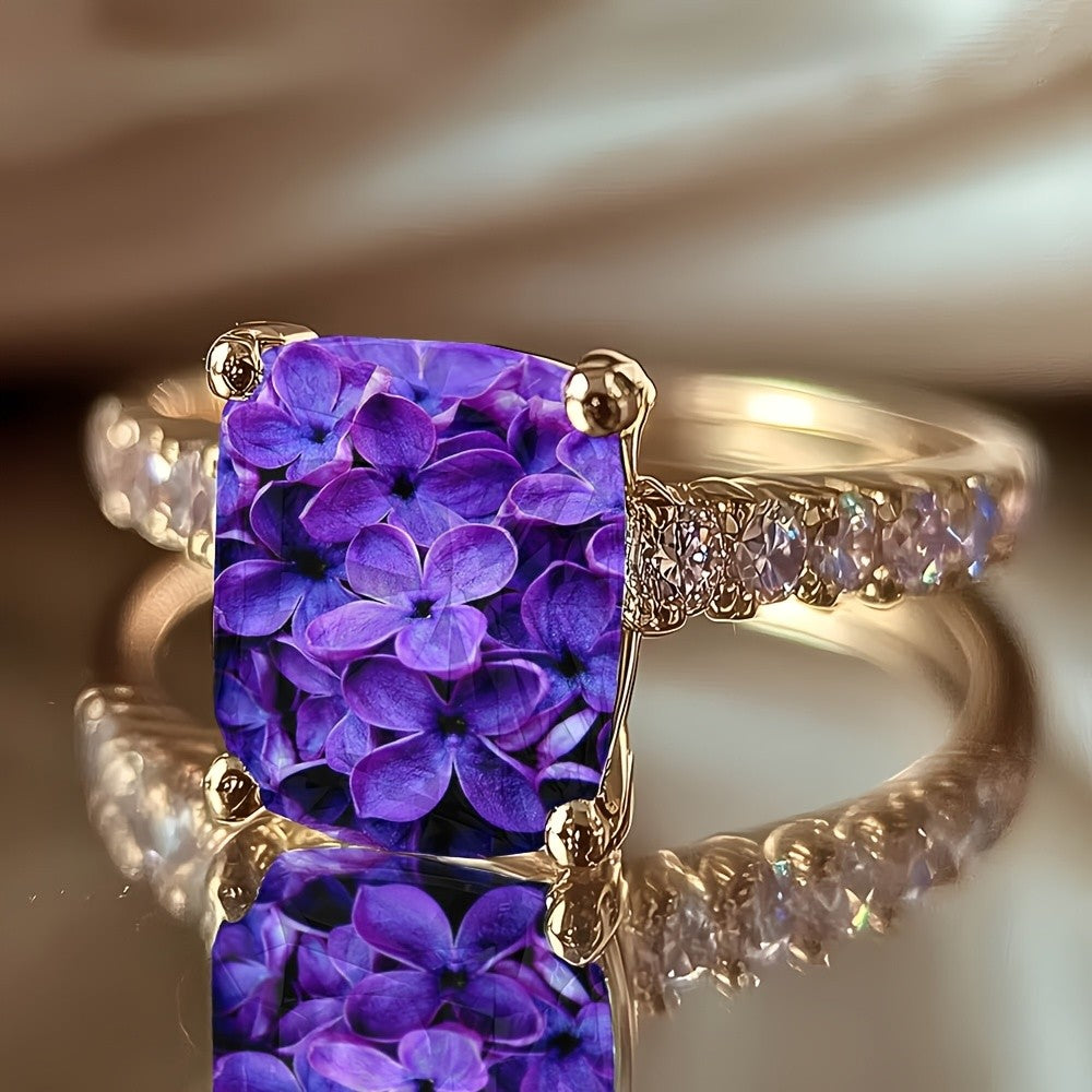 Purple Hydrangea Square Ring