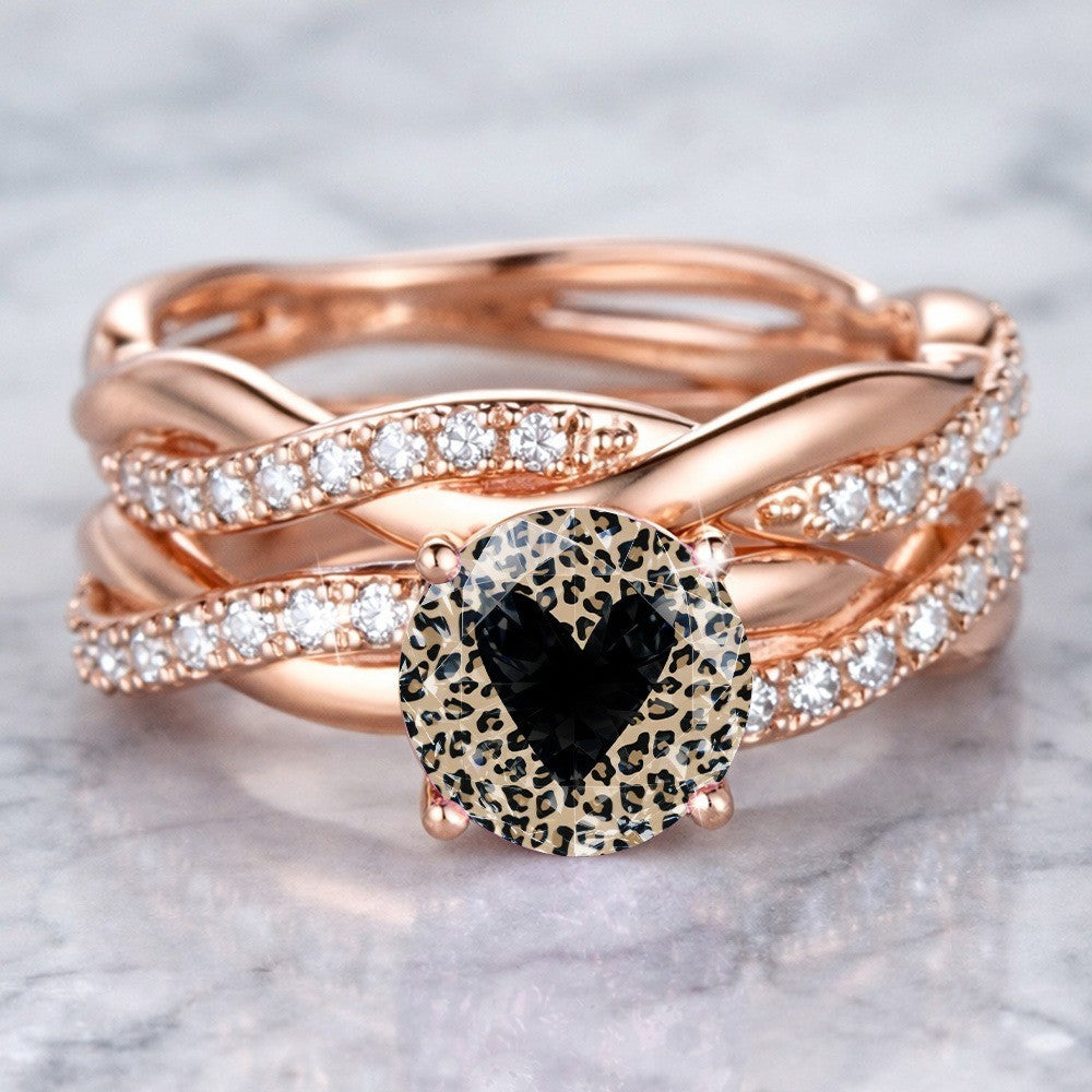 Leopard Heart Twisted Band Ring