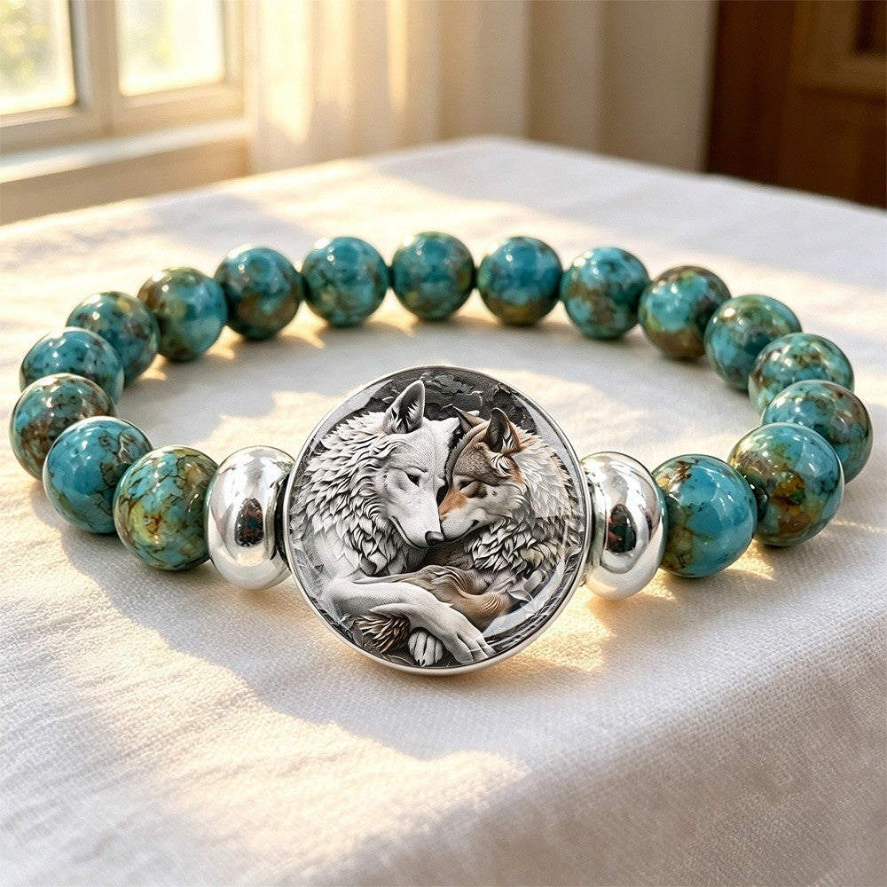 Embracing Wolves Turquoise Bracelet