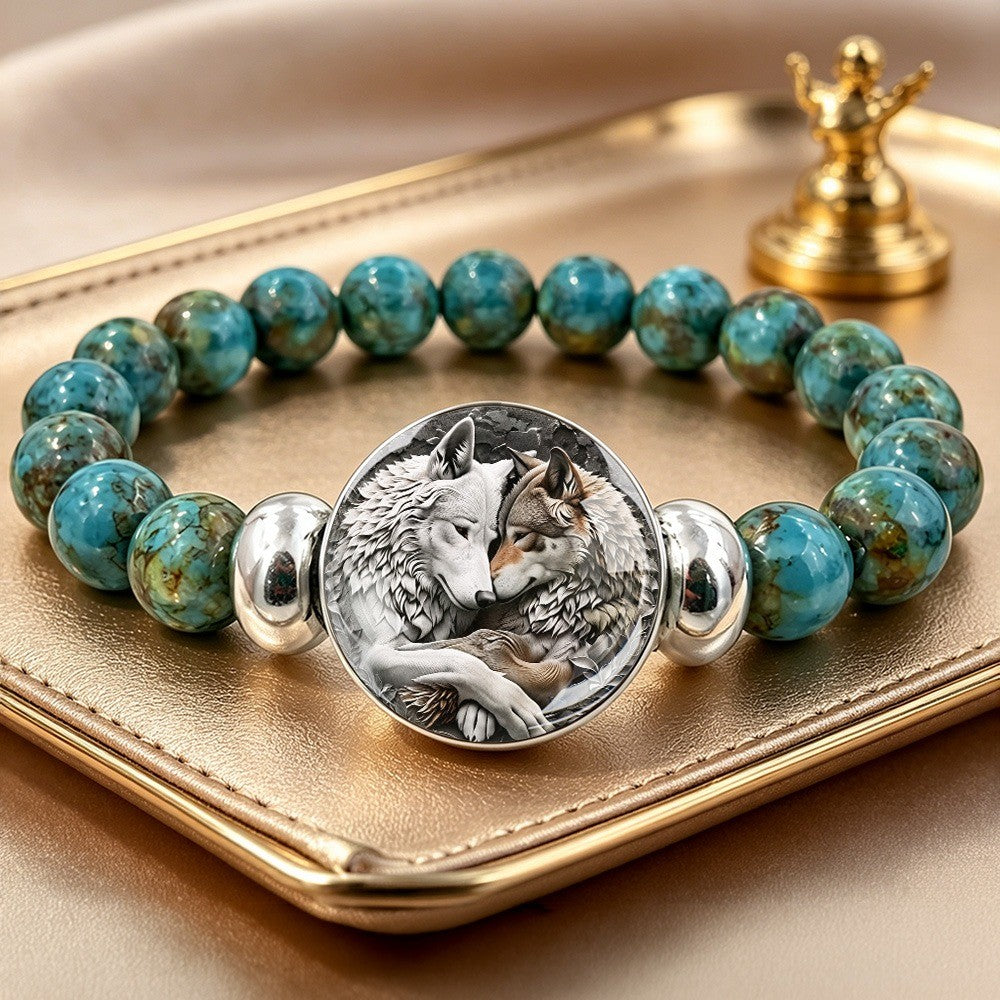 Embracing Wolves Turquoise Bracelet