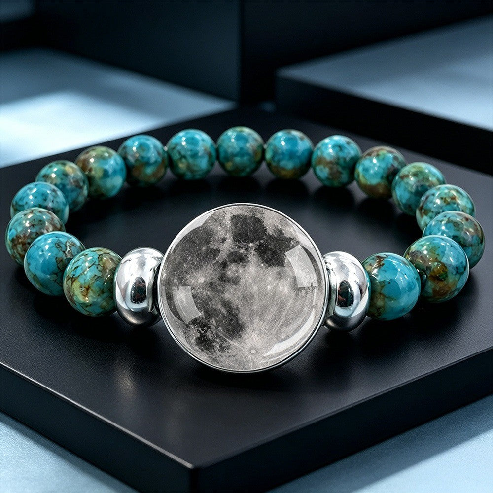 Moon Phase & Turquoise Bead Bracelet