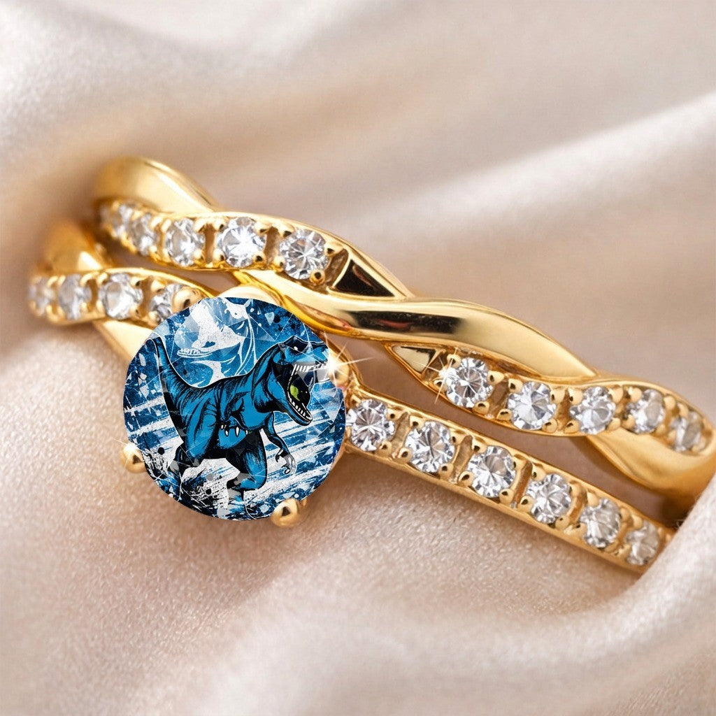 Blue Dinosaur Statement Ring