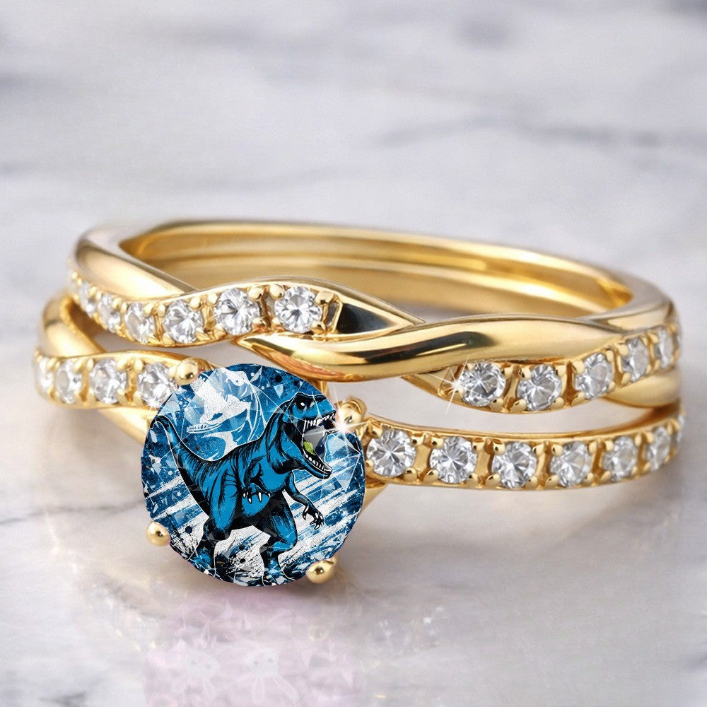 Blue Dinosaur Statement Ring