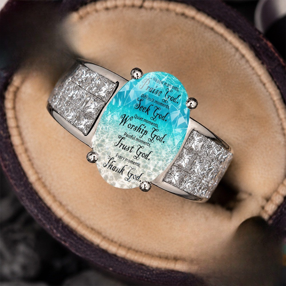 Faith Message Crystal Oval Ring