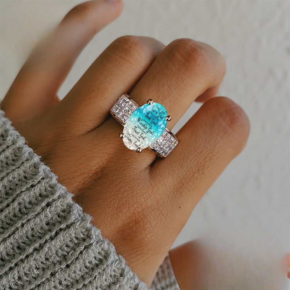 Faith Message Crystal Oval Ring