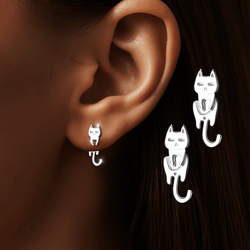 Draped Cat Stud Earrings