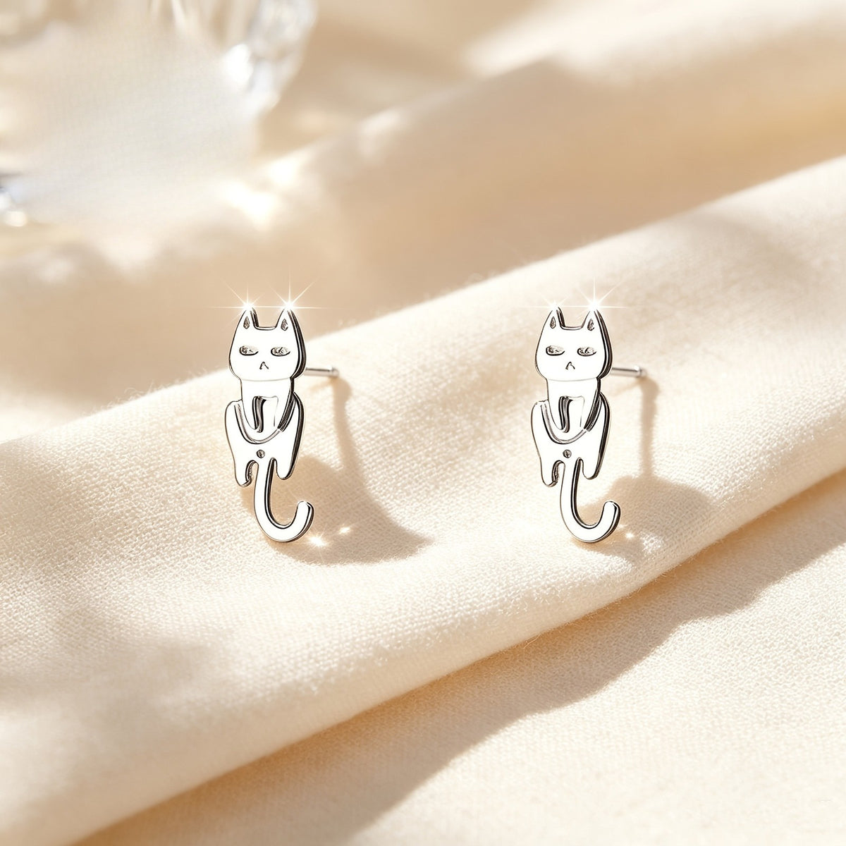 Draped Cat Stud Earrings