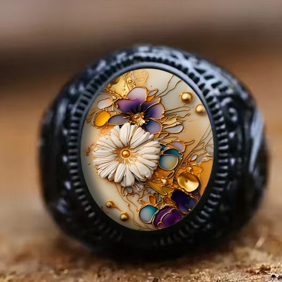 Botanical Glass Inlay Ring