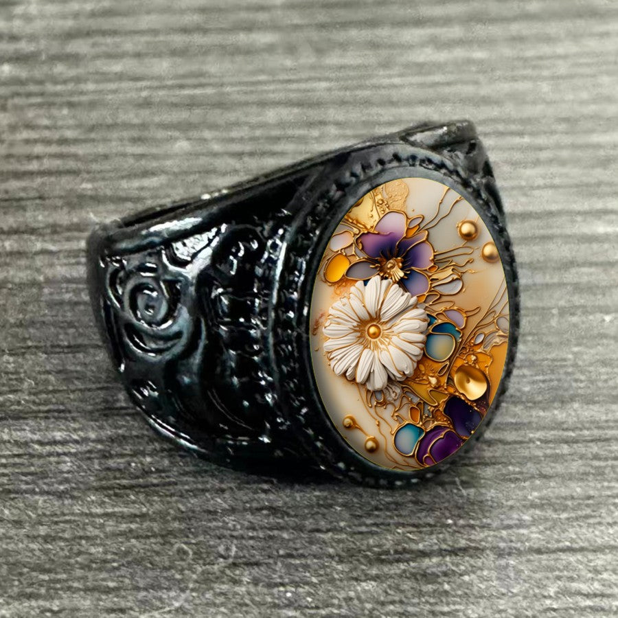 Botanical Glass Inlay Ring