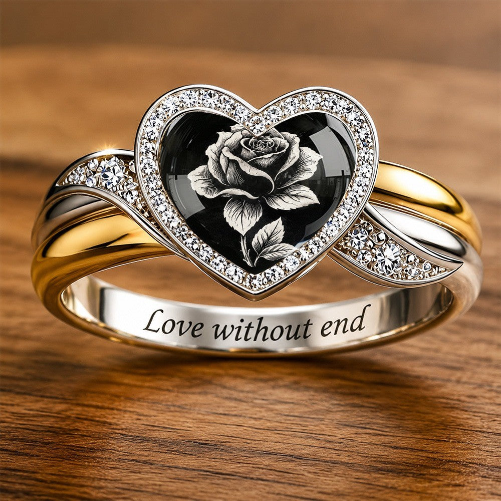 Black Rose Heart Ring