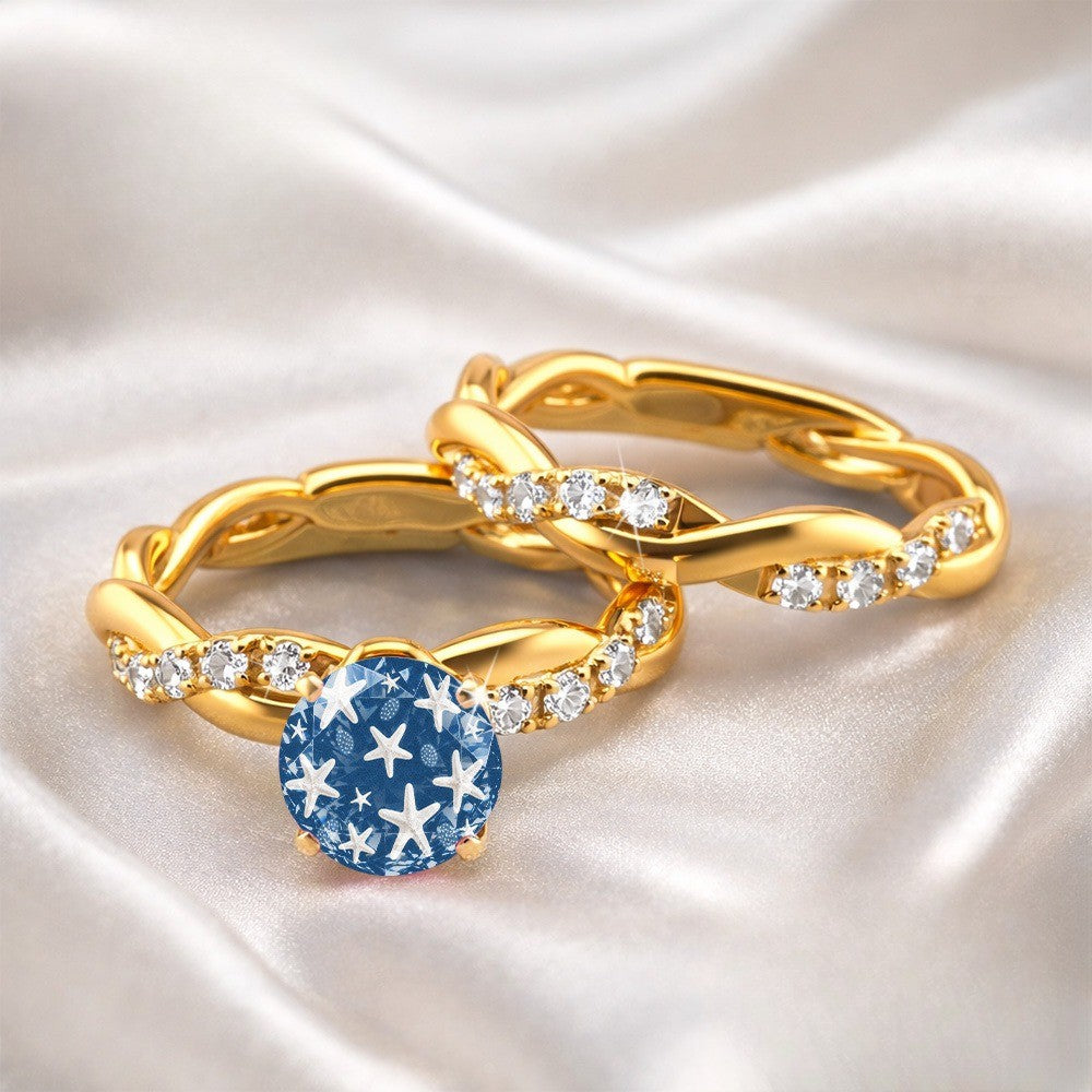 Blue Starfish Statement Ring