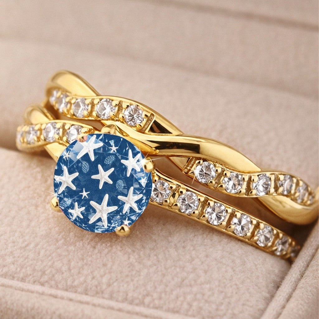 Blue Starfish Statement Ring