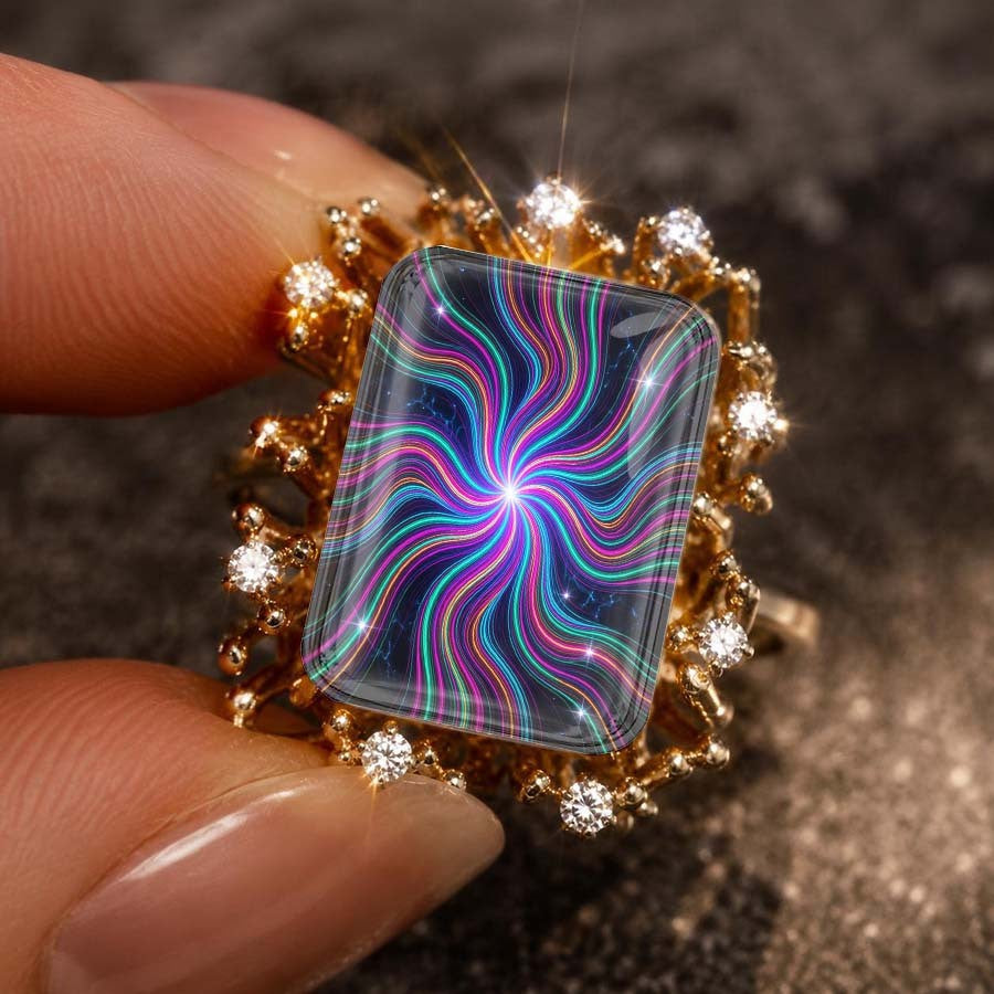 Psychedelic Swirl Statement Ring