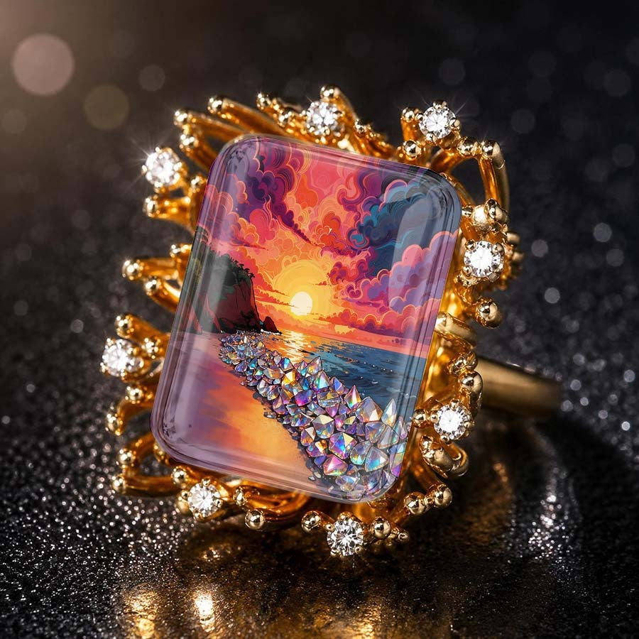 Sunset Landscape Statement Ring