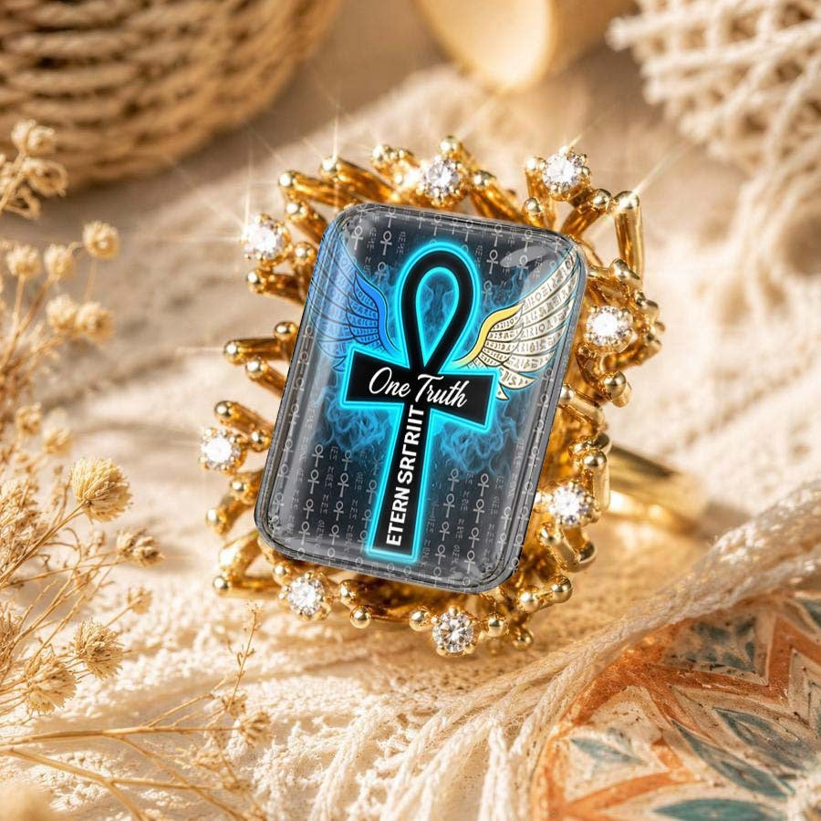 Winged Ankh Statement Ring