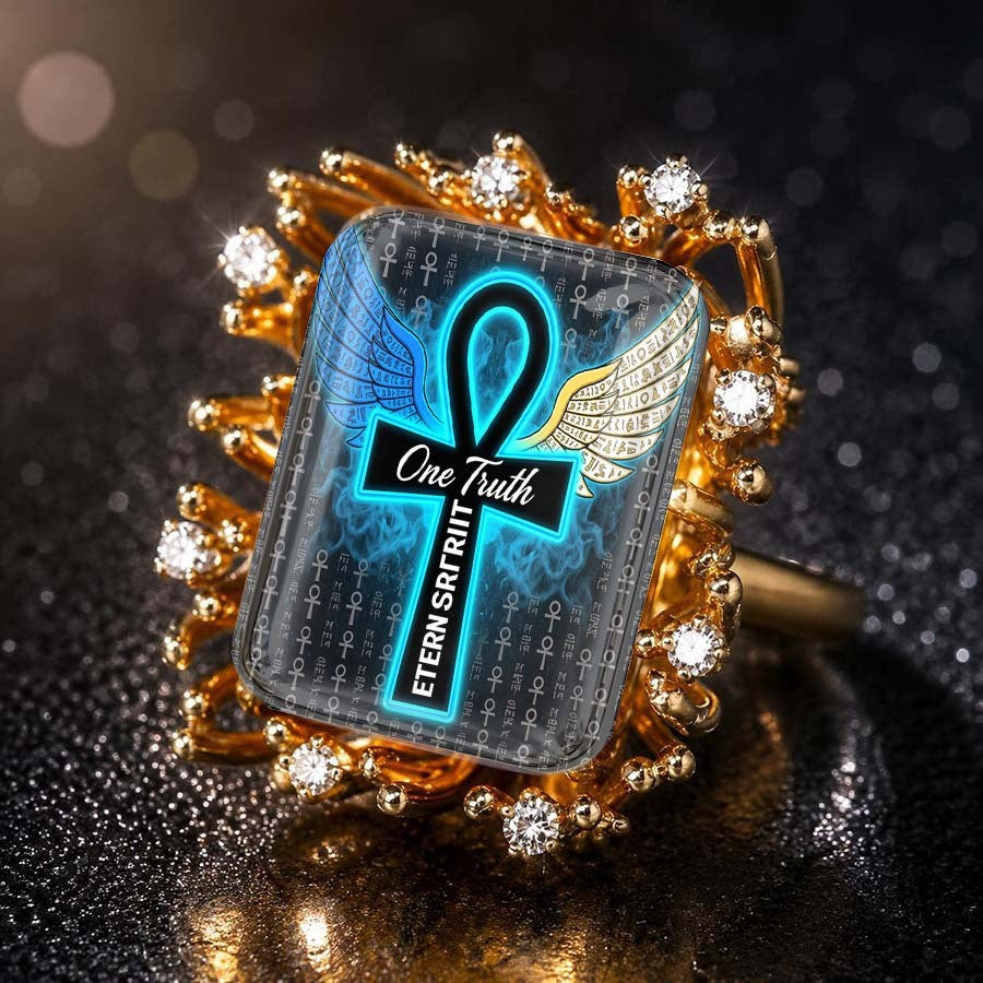 Winged Ankh Statement Ring