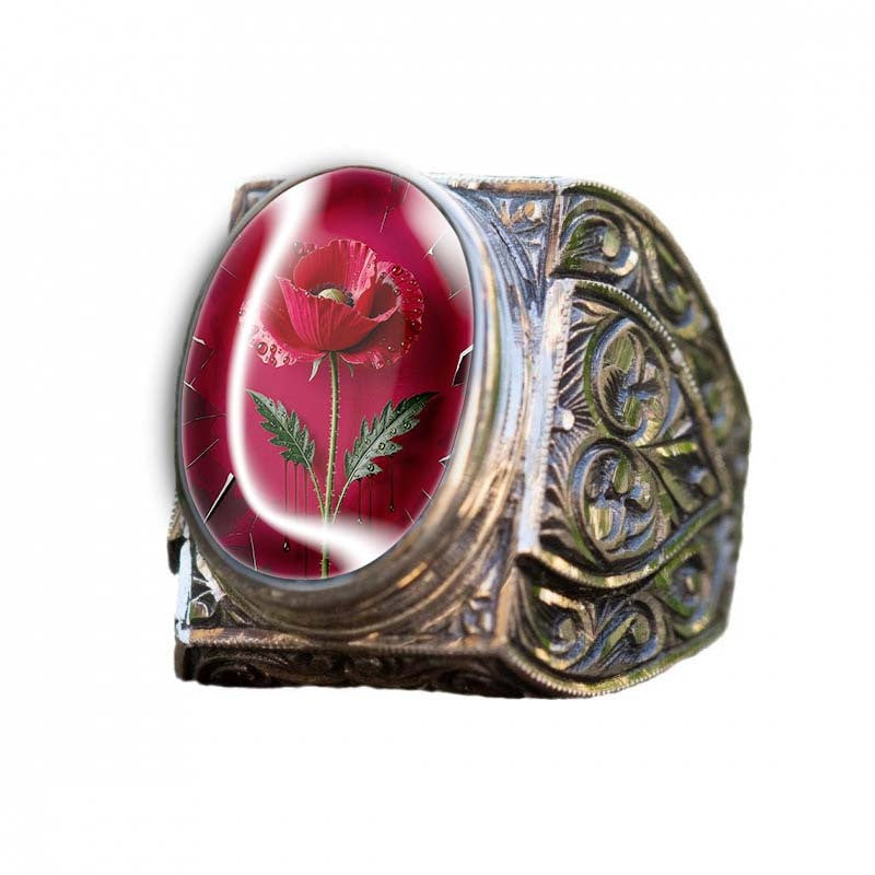 Vintage Carved Poppy Ring