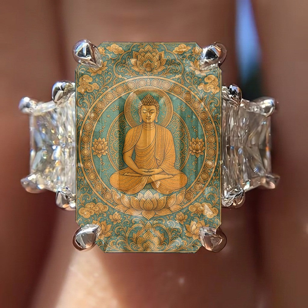 Teal Buddha Statement Ring